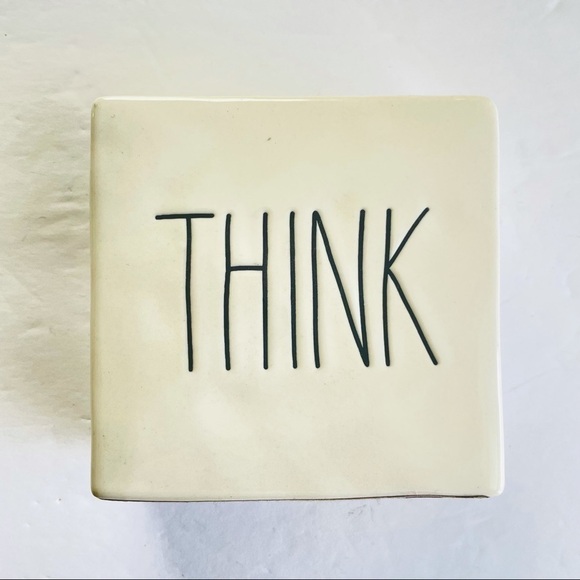 Rae Dunn Evolve/ Think square ceramic office black cream - Picture 2 of 3